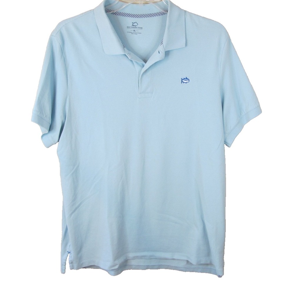 Southern Tide Blue‎ Short Sleeve Polo Shirt Men's XL Summer Cotton Stretch